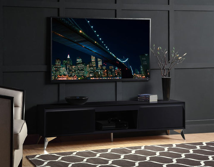 ACME Raceloma LED, Black & Chrome Finish TV Stand Model 91994 - MONAVILLA