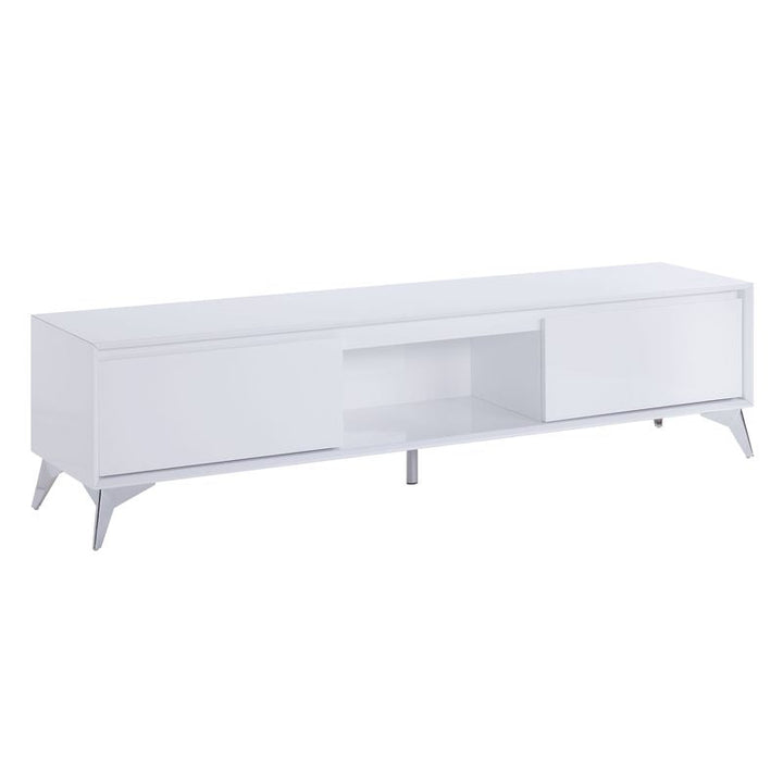 ACME Raceloma LED, White & Chrome Finish TV Stand Model 91995 - MONAVILLA