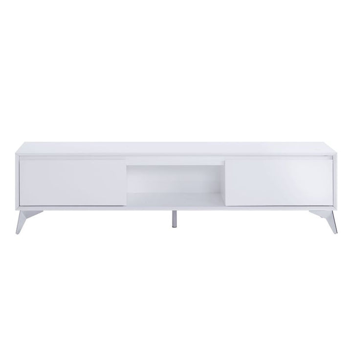 ACME Raceloma LED, White & Chrome Finish TV Stand Model 91995 - MONAVILLA