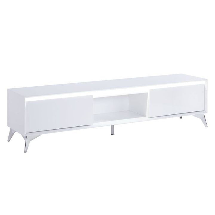 ACME Raceloma LED, White & Chrome Finish TV Stand Model 91995 - MONAVILLA