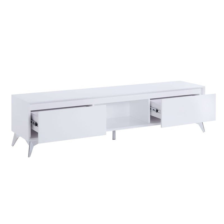 ACME Raceloma LED, White & Chrome Finish TV Stand Model 91995 - MONAVILLA