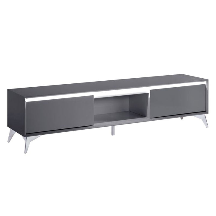 ACME Raceloma LED, Gray & Chrome Finish TV Stand Model 91996 - MONAVILLA