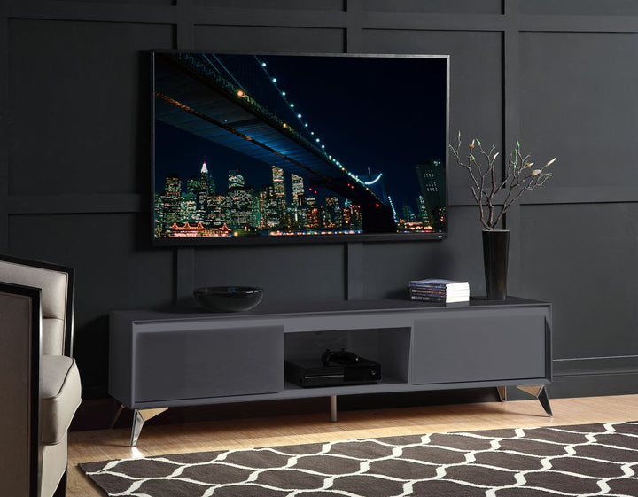 ACME Raceloma LED, Gray & Chrome Finish TV Stand Model 91996 - MONAVILLA