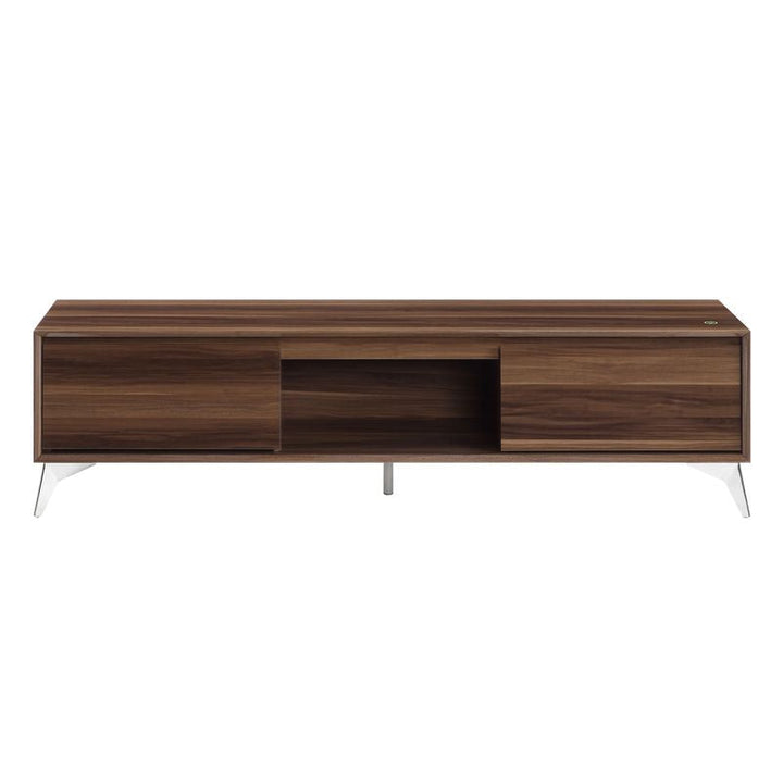 ACME Raceloma LED, Walnut & Chrome Finish TV Stand Model 91997 - MONAVILLA