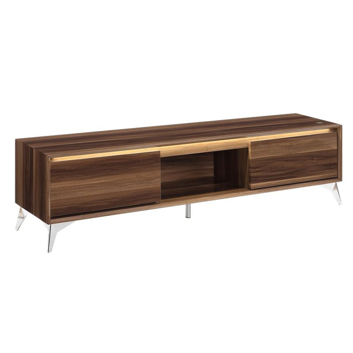 ACME Raceloma LED, Walnut & Chrome Finish TV Stand Model 91997 - MONAVILLA