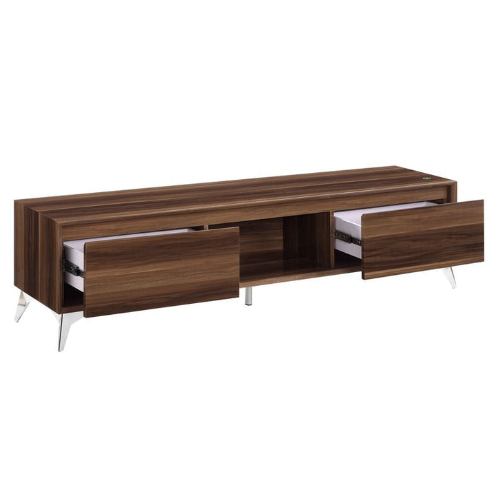 ACME Raceloma LED, Walnut & Chrome Finish TV Stand Model 91997 - MONAVILLA