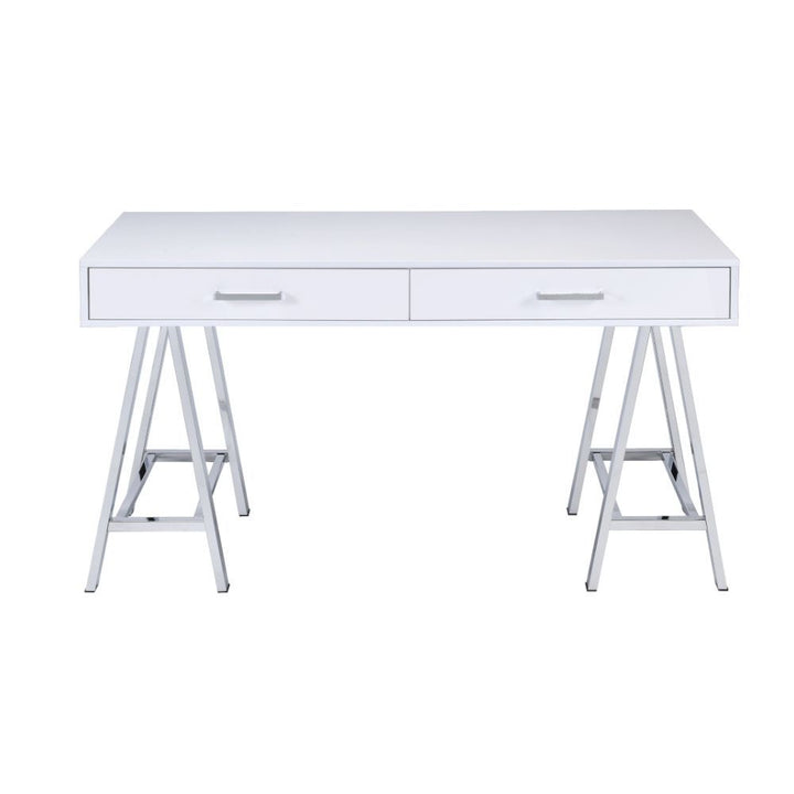 ACME Coleen White High Gloss & Chrome Desk Model 92229 - MONAVILLA