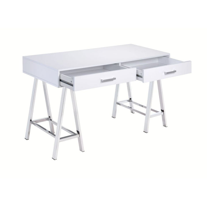 ACME Coleen White High Gloss & Chrome Desk Model 92229 - MONAVILLA