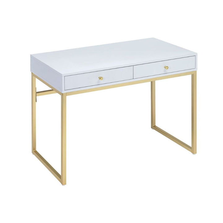 ACME Coleen White & Brass Desk Model 92312 - MONAVILLA