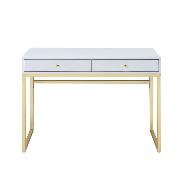 ACME Coleen White & Brass Desk Model 92312 - MONAVILLA