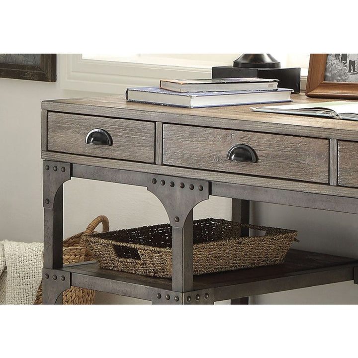 ACME Gorden Weathered Oak & Antique Silver Desk Model 92325 - MONAVILLA