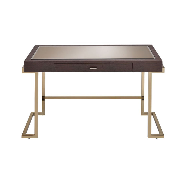 ACME Boice Espresso PU & Champagne Desk Model 92336 - MONAVILLA