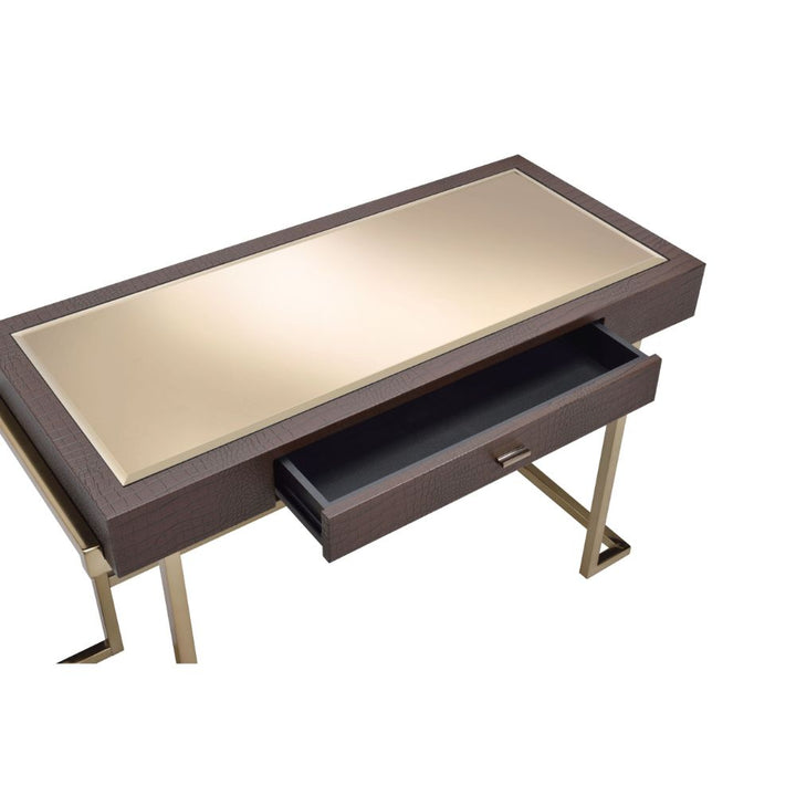 ACME Boice Espresso PU & Champagne Desk Model 92336 - MONAVILLA