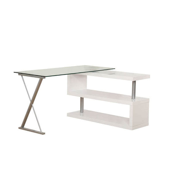 ACME Buck White High Gloss & Clear Glass Desk Model 92368 - MONAVILLA