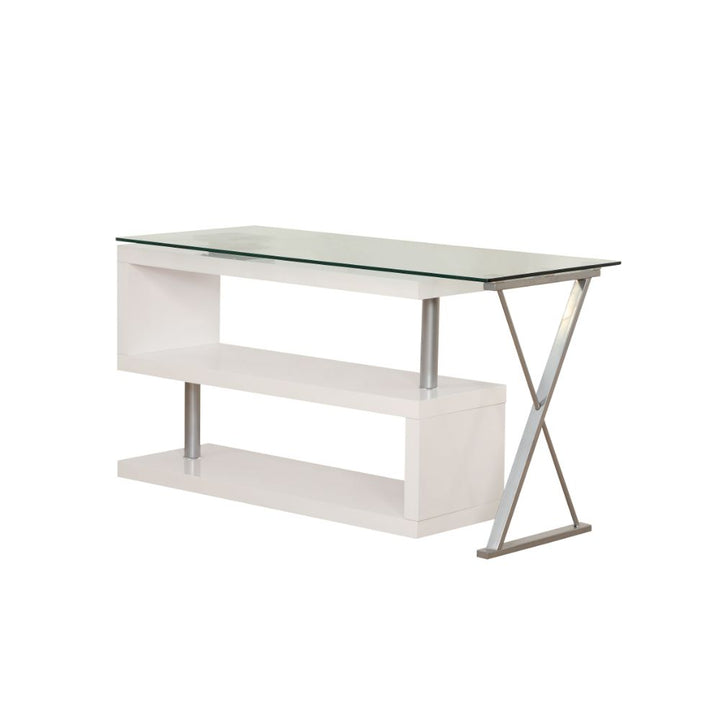 ACME Buck White High Gloss & Clear Glass Desk Model 92368 - MONAVILLA