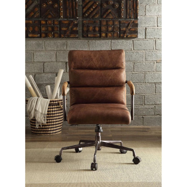 ACME Harith Retro Brown Top Grain Leather Executive Office Chair Model 92414 - MONAVILLA