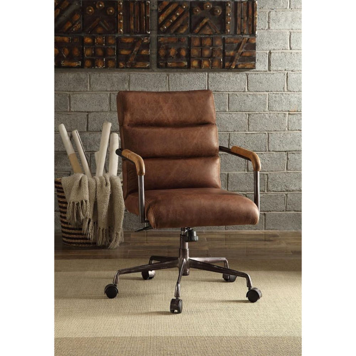 ACME Harith Retro Brown Top Grain Leather Executive Office Chair Model 92414 - MONAVILLA