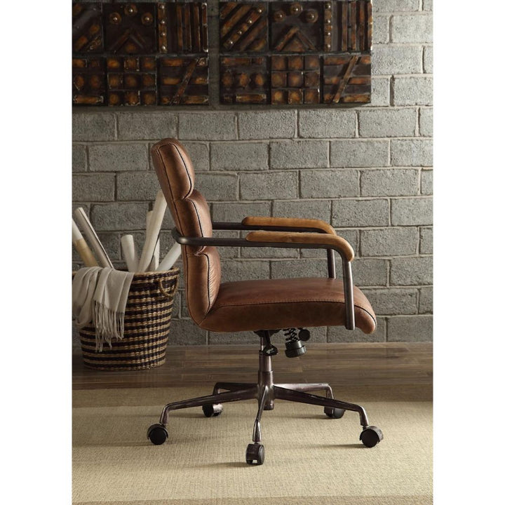 ACME Harith Retro Brown Top Grain Leather Executive Office Chair Model 92414 - MONAVILLA