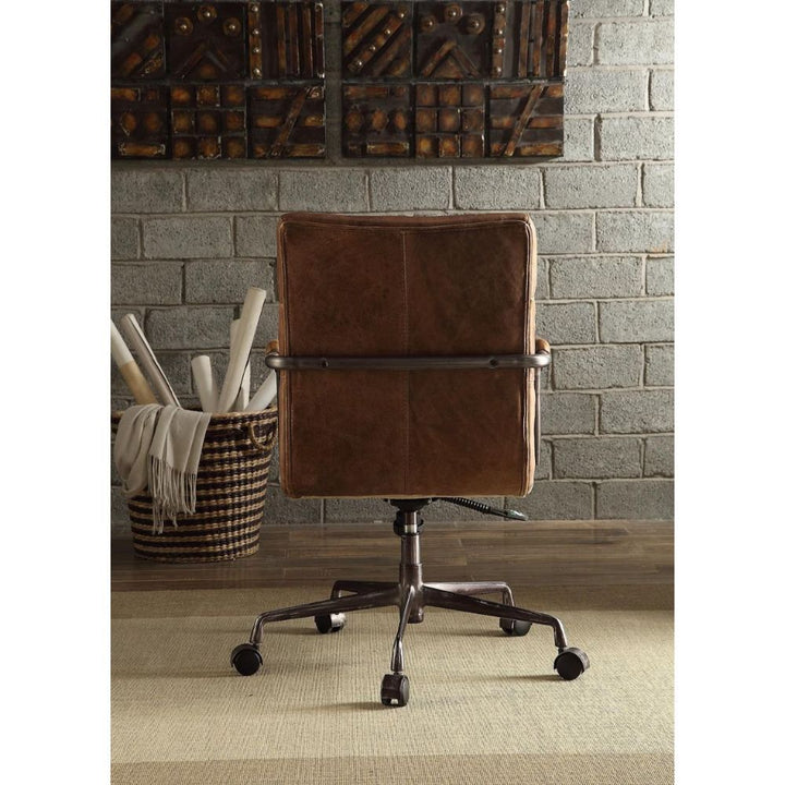 ACME Harith Retro Brown Top Grain Leather Executive Office Chair Model 92414 - MONAVILLA