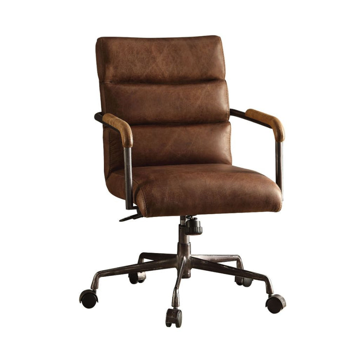 ACME Harith Retro Brown Top Grain Leather Executive Office Chair Model 92414 - MONAVILLA