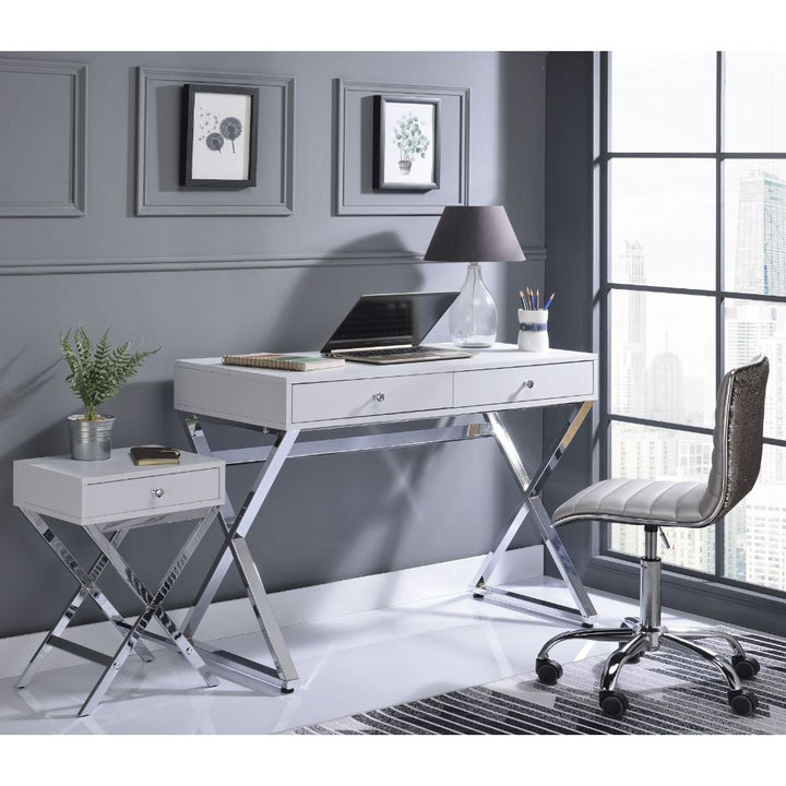 ACME Coleen White & Chrome Desk Model 92610 - MONAVILLA