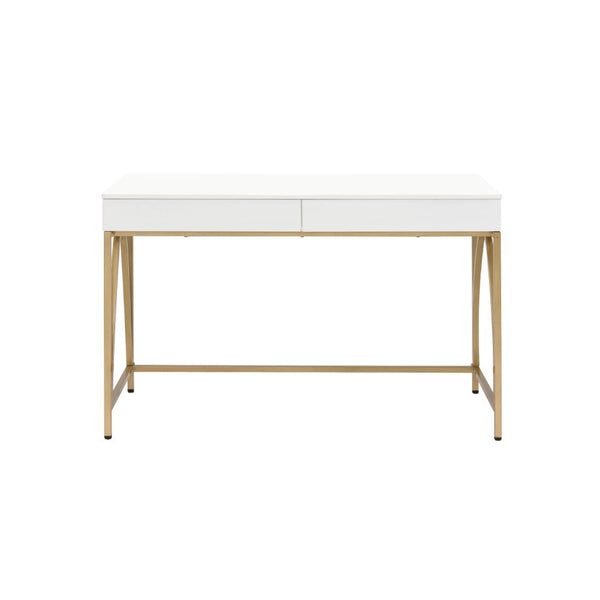 ACME Lightmane White High Gloss & Gold Desk Model 92660 - MONAVILLA