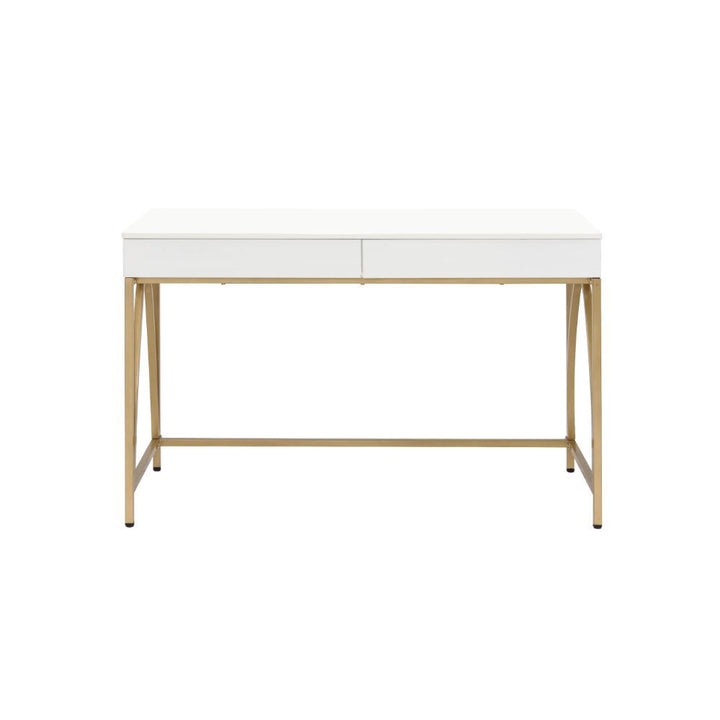 ACME Lightmane White High Gloss & Gold Desk Model 92660 - MONAVILLA