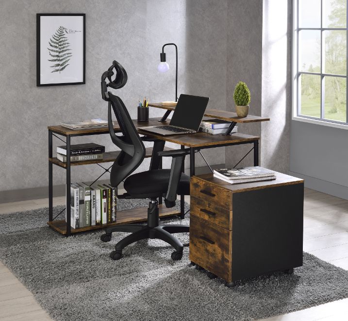 ACME Drebo Weathered Oak & Black Finish Writing Desk Model 92755 - MONAVILLA