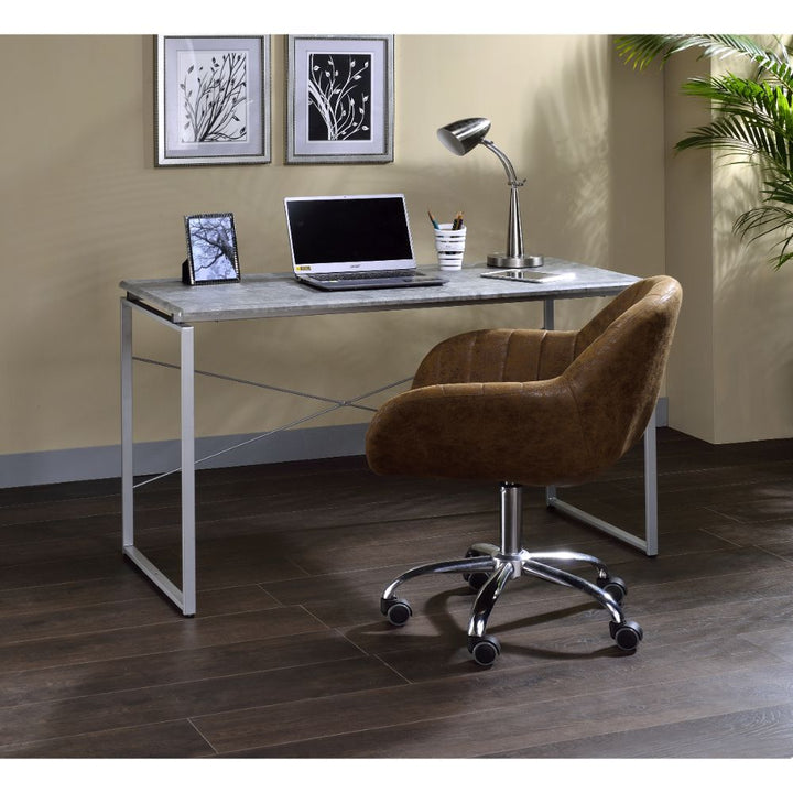 ACME Jurgen Faux Concrete & Silver Desk Model 92905 - MONAVILLA