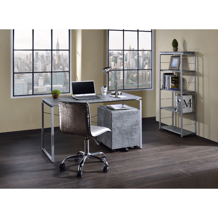 ACME Jurgen Faux Concrete & Silver Desk Model 92905 - MONAVILLA