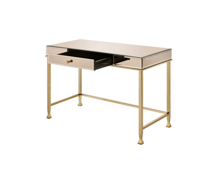 ACME Canine Smoky Mirroed and Champagne Finish Writing Desk Model 92977 - MONAVILLA