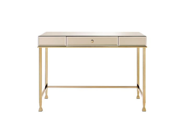 ACME Canine Smoky Mirroed and Champagne Finish Writing Desk Model 92977 - MONAVILLA