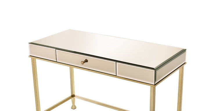 ACME Canine Smoky Mirroed and Champagne Finish Writing Desk Model 92977 - MONAVILLA