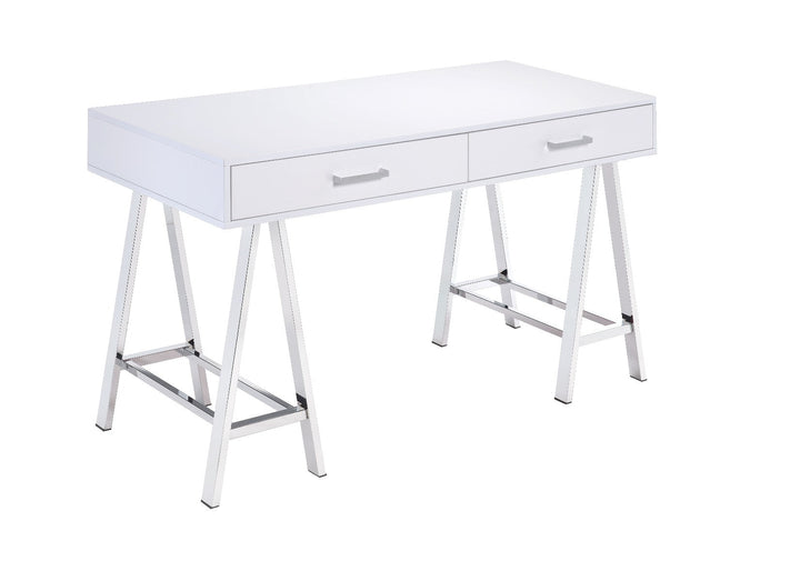 ACME Coleen White High Gloss & Chrome Finish Desk Model 93047 - MONAVILLA