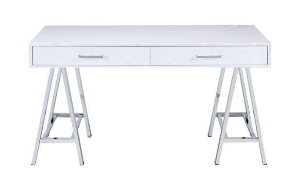 ACME Coleen White High Gloss & Chrome Finish Desk Model 93047 - MONAVILLA