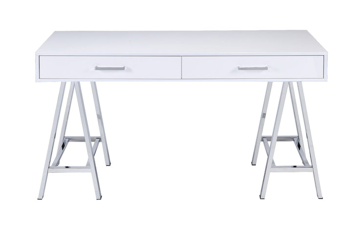 ACME Coleen White High Gloss & Chrome Finish Desk Model 93047 - MONAVILLA