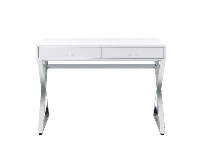 ACME Coleen White & Chrome Accent Table Model 82696 - MONAVILLA