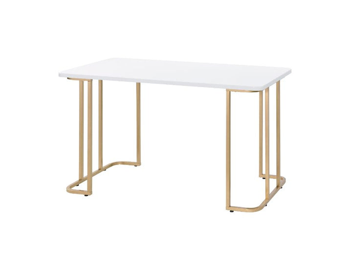 ACME Estie White & Gold Finish Writing Desk Model 93102 - MONAVILLA