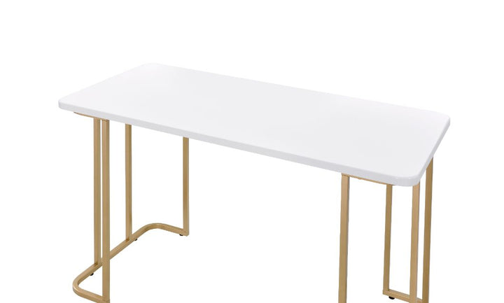 ACME Estie White & Gold Finish Writing Desk Model 93102 - MONAVILLA