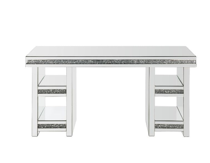 ACME Noralie Clear Glass, Mirrored & Faux Diamonds Writing Desk Model 93112 - MONAVILLA