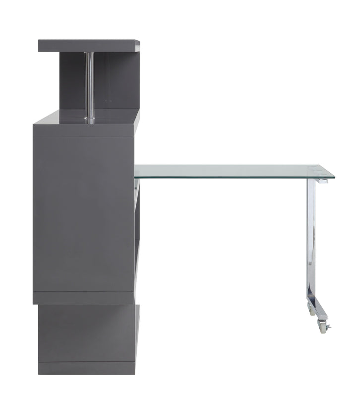 ACME Raceloma Clear Glass, Gray & Chrome Finish Writing Desk Model 93181 - MONAVILLA