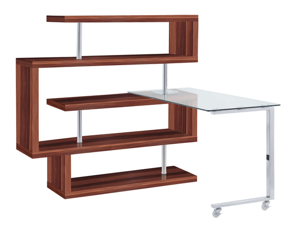 ACME Raceloma Clear Glass, Walnut & Chrome Finish Writing Desk Model 93183 - MONAVILLA