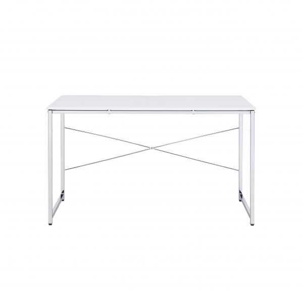 ACME Tennos White & Chrome Finish Writing Desk Model 93190 - MONAVILLA