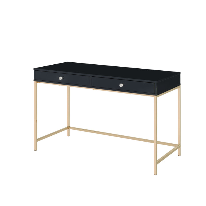 ACME Ottey Black High Gloss & Gold Finish Writing Desk Model 93540 - MONAVILLA