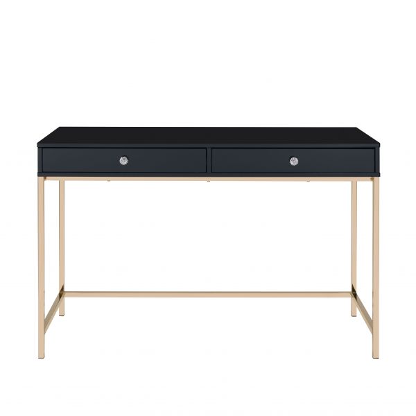 ACME Ottey Black High Gloss & Gold Finish Writing Desk Model 93540 - MONAVILLA