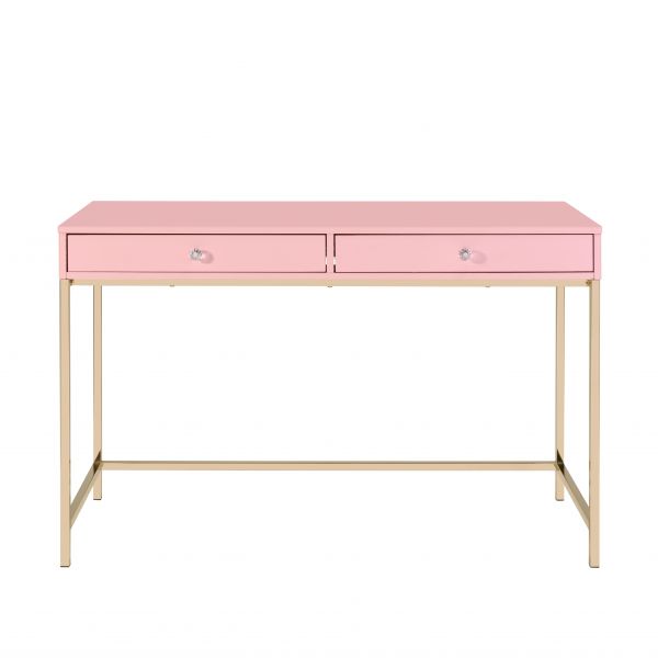 ACME Ottey Pink High Gloss & Gold Finish Writing Desk Model 93545 - MONAVILLA