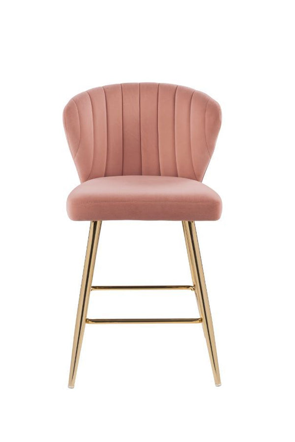 ACME Rizgek Pink Velvet & Gold Finish Counter Height Chair Model 96090 - MONAVILLA