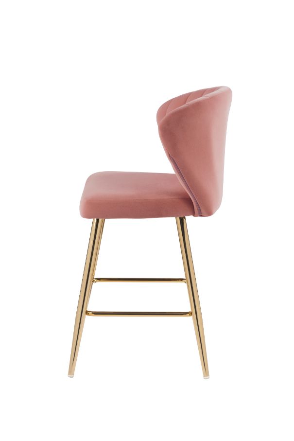 ACME Rizgek Pink Velvet & Gold Finish Counter Height Chair Model 96090 - MONAVILLA