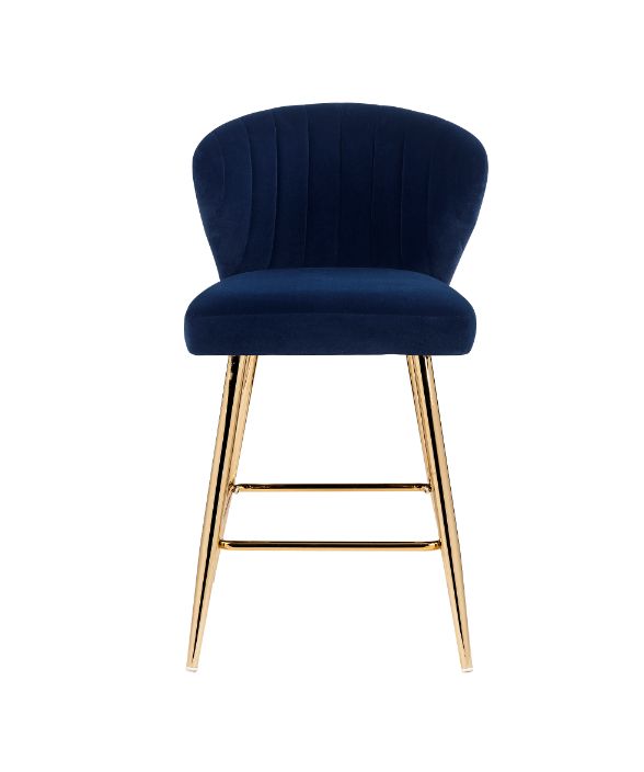 ACME Rizgek Blue Velvet & Gold Finish Counter Height Chair Model 96092 - MONAVILLA