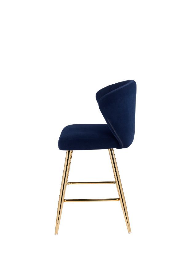 ACME Rizgek Blue Velvet & Gold Finish Counter Height Chair Model 96092 - MONAVILLA